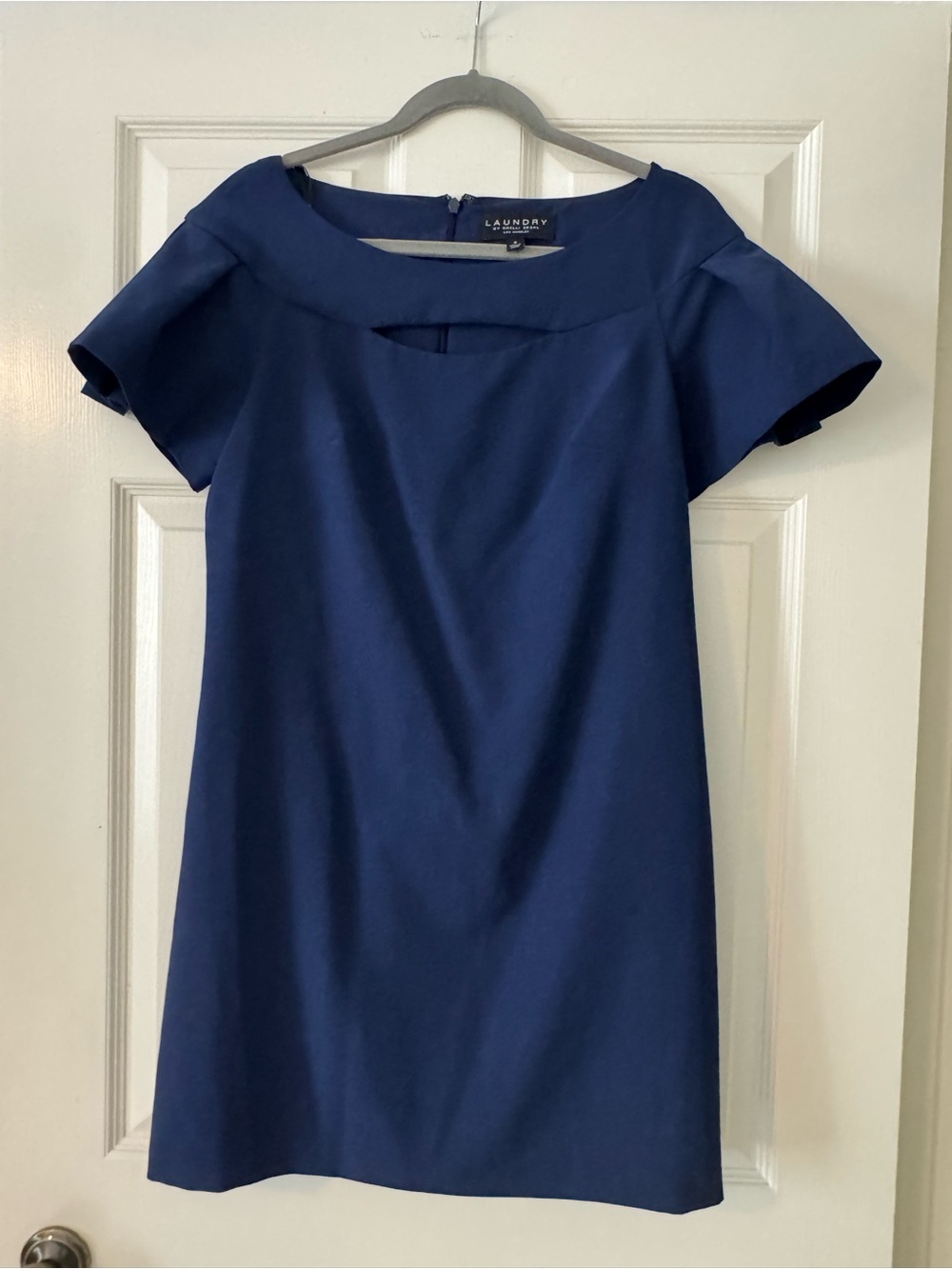 Laundry By Shelli Segal Navy A-Line Short Sleeve Dress